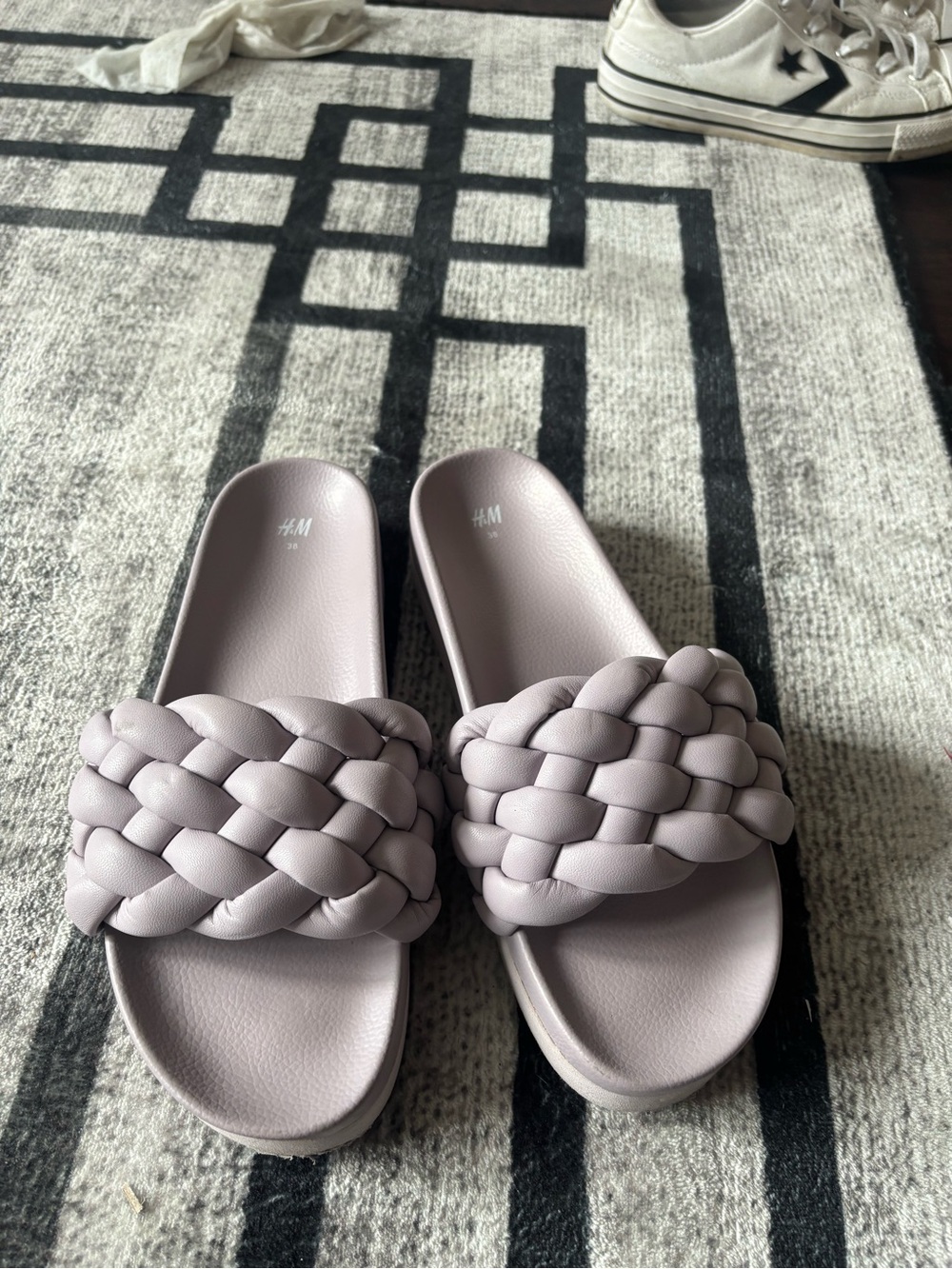 H&M Braided Slide Sandals in Lilac